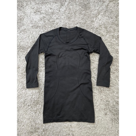 Lululemon Shirt Womens 4 Black Swiftly Tech Long Sleeve Crew Seamless Running - Picture 1 of 8